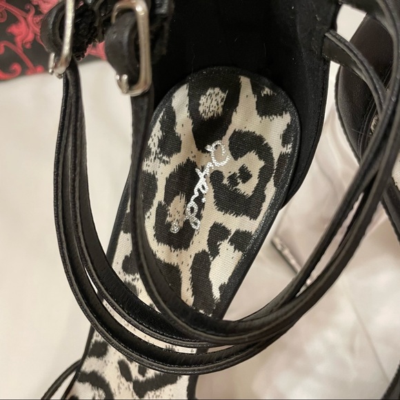 Qupid Arctic-01X Black/Clear Platform Heels 10 New Never Worn, 3 Ankle Straps - Picture 9 of 14